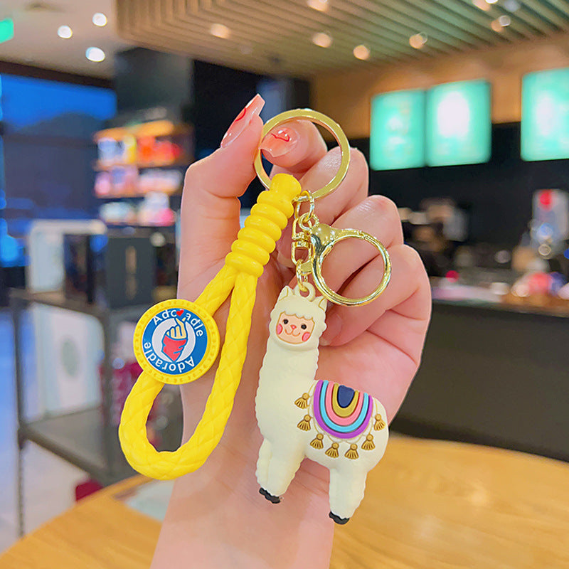 Wholesale Rainbow Alpaca Doll Soft Rubber Keychains